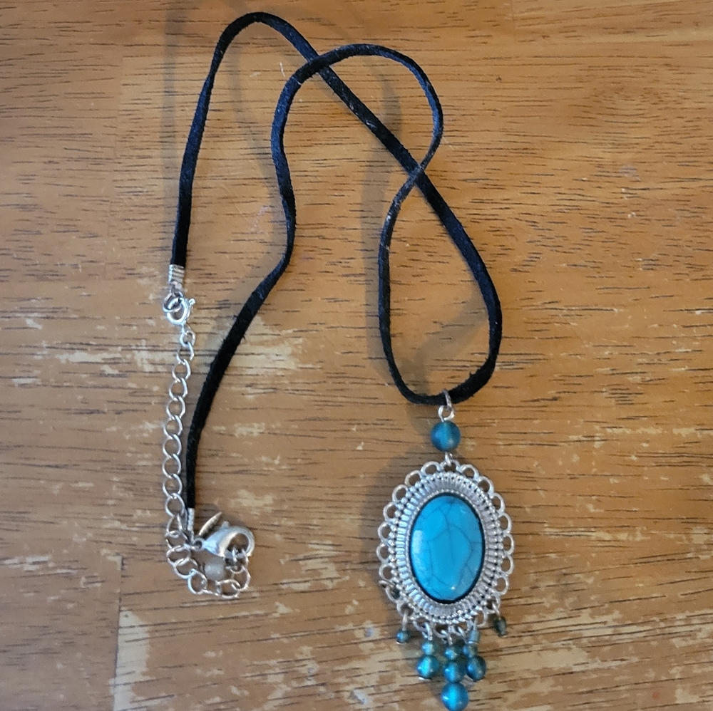 Silver and Turquoise Pendant Necklace